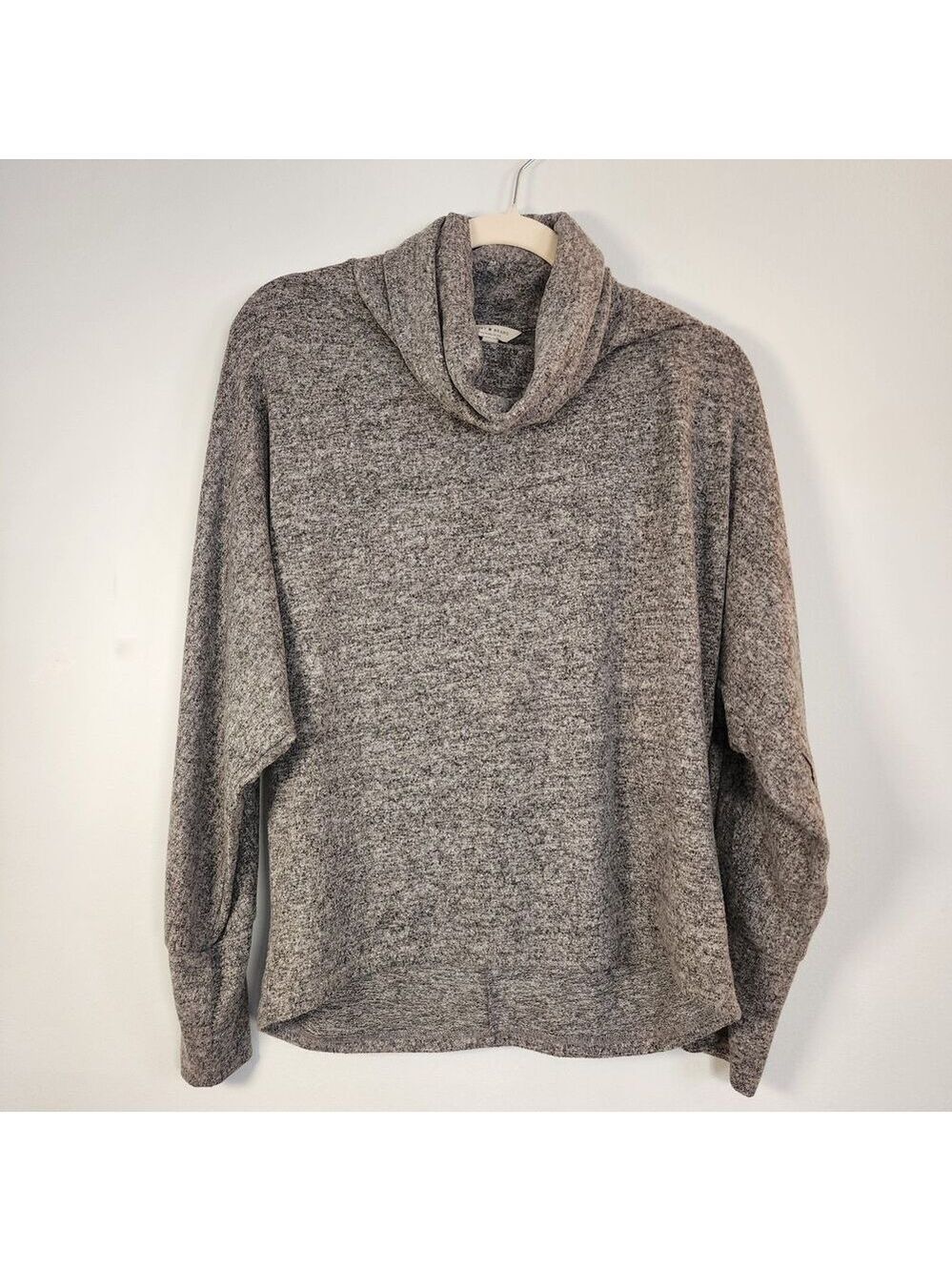 Lucky Brand Cloud Soft Cowl Neck Sweater Sz S Gray Marl NWOT Oversized